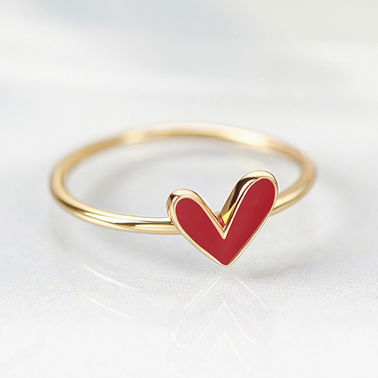 Red Enamel Heart Ring