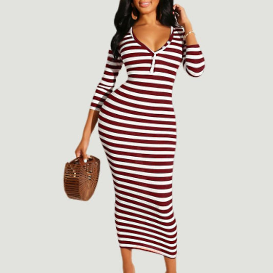 Striped Bodycon Maxi Dress