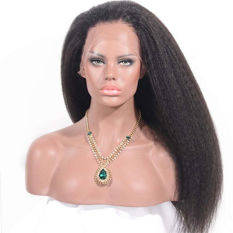 Kinky Straight 13x6 Transparent Lace Frontal Brazilian Human Hair Wig