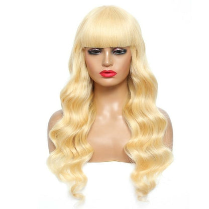 Blonde Body Wave with Bangs- Brazilian Human Hair Wig