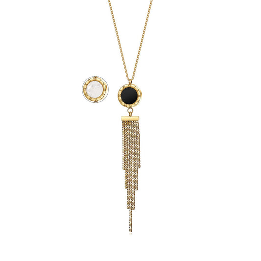 Shell Acrylic Gold Tassel Necklace