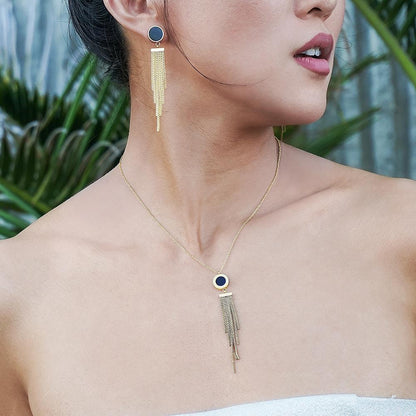 Shell Acrylic Gold Tassel Necklace