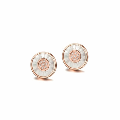 Roman Numerals Shell Earrings with CZ